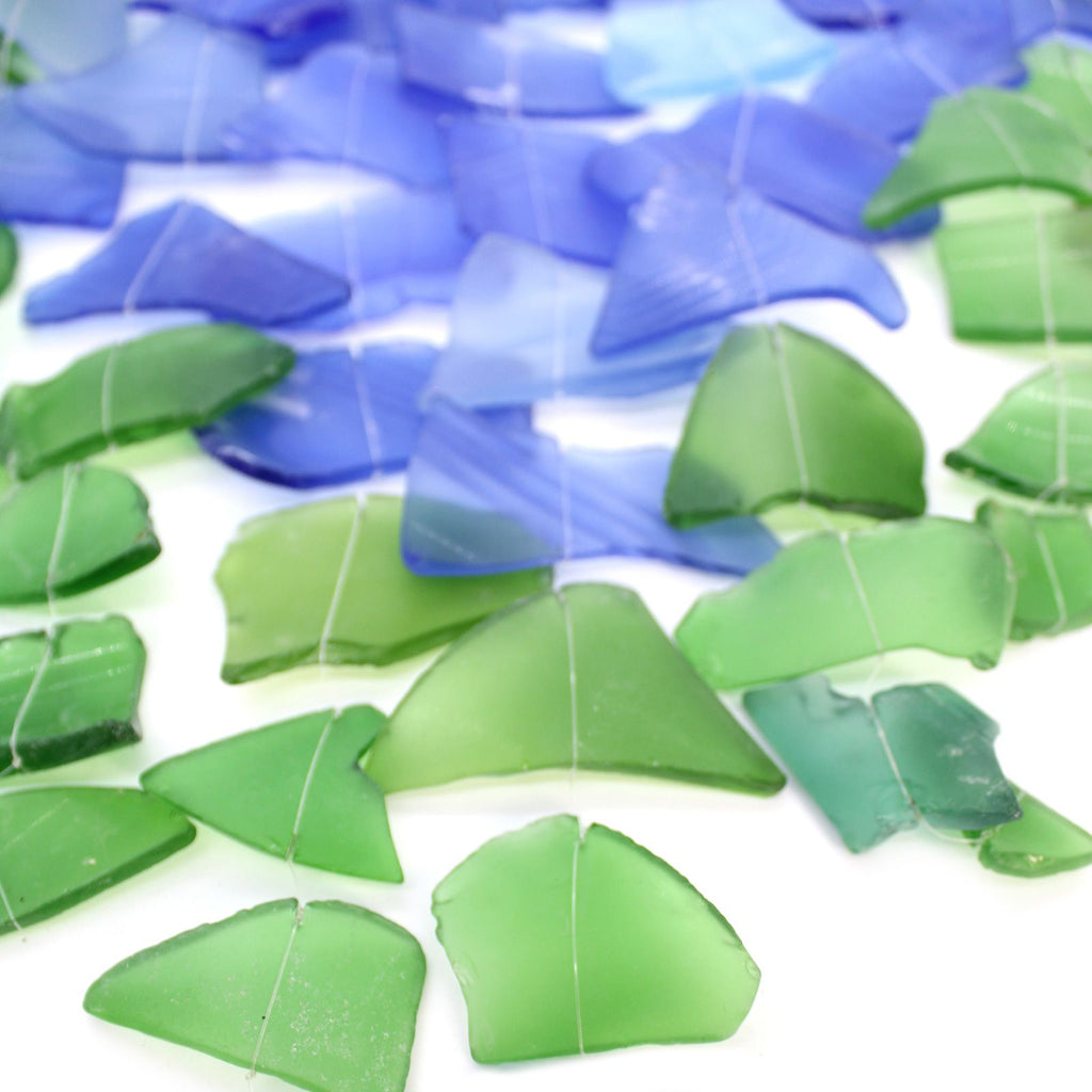 Carillon éolien en verre recyclé - Bleu et vert