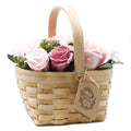 Bouquet en panier d'osier - grande rose