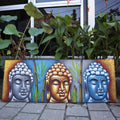 Peinture de Bouddha - Trois têtes avec bambou