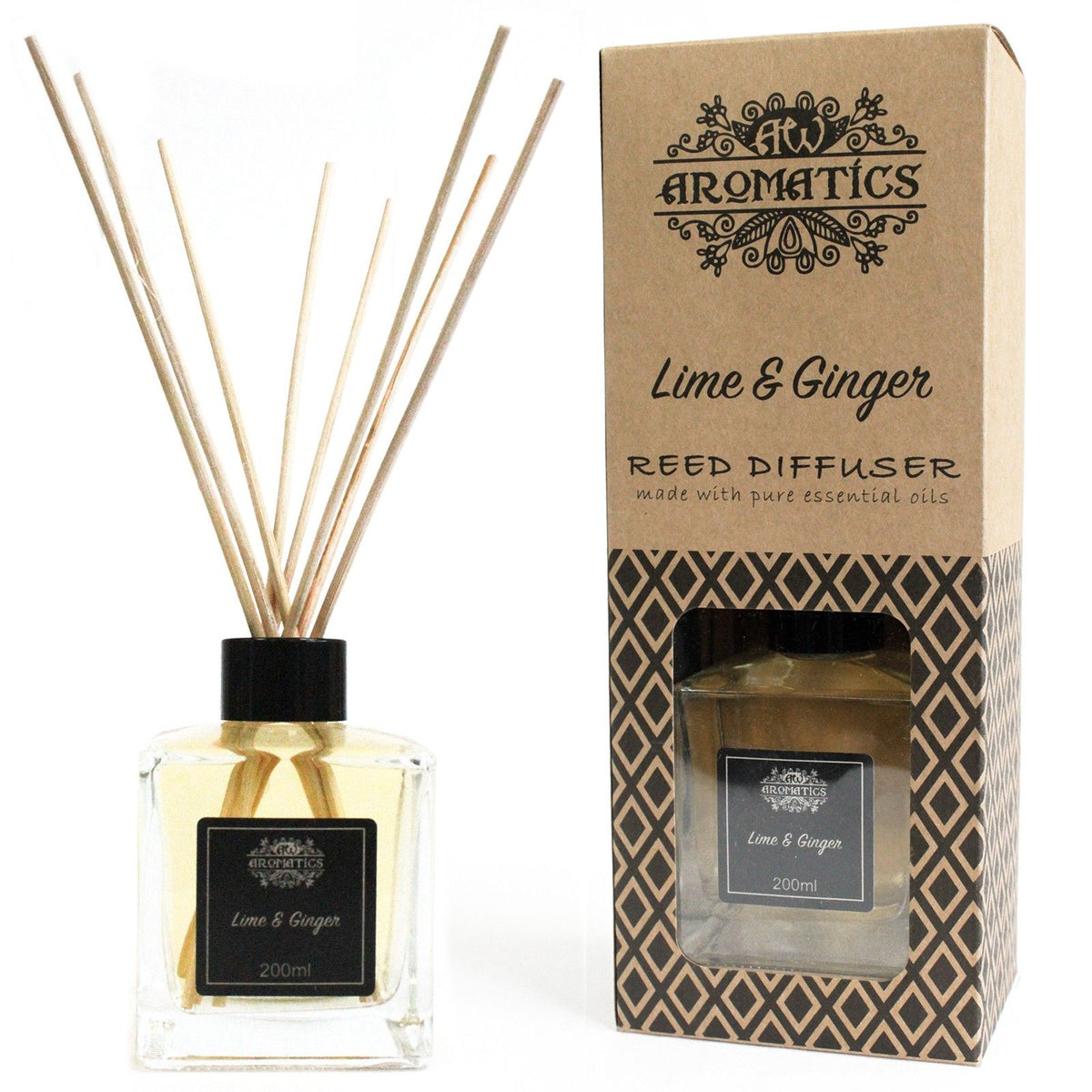 Diffuseur à bâtonnets aux huiles essentielles - Citron vert et gingembre