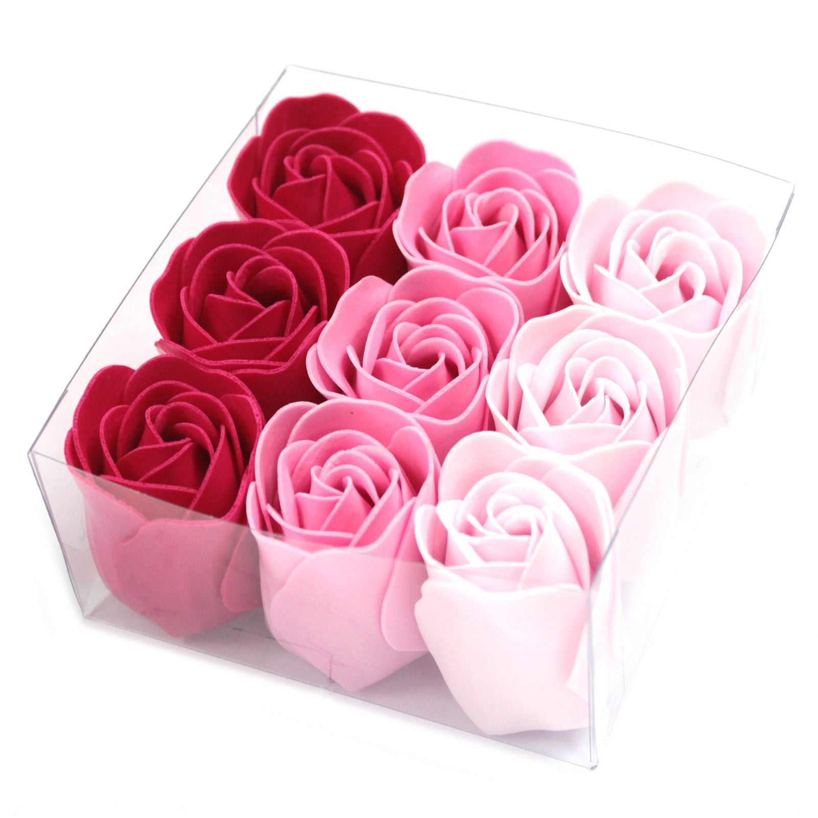 Lot de 9 fleurs en savon - Roses roses