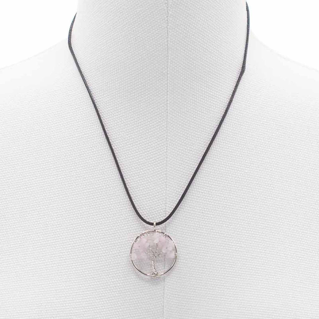 Pendentif Arbre de Vie - Quartz rose