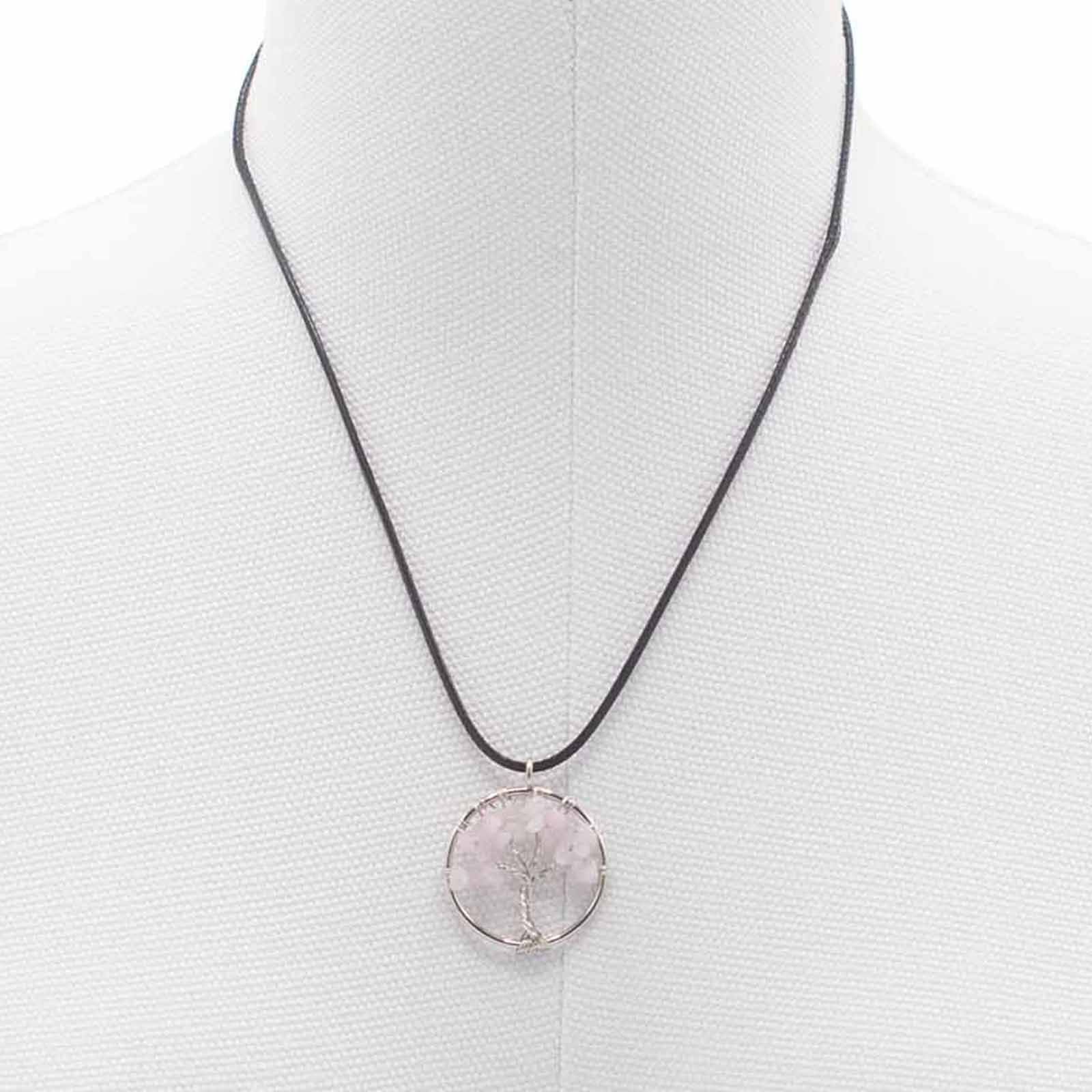 Pendentif Arbre de Vie - Quartz rose