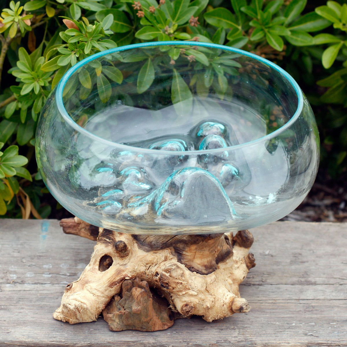 Verre fusionné sur bois - Grand bol ouvert