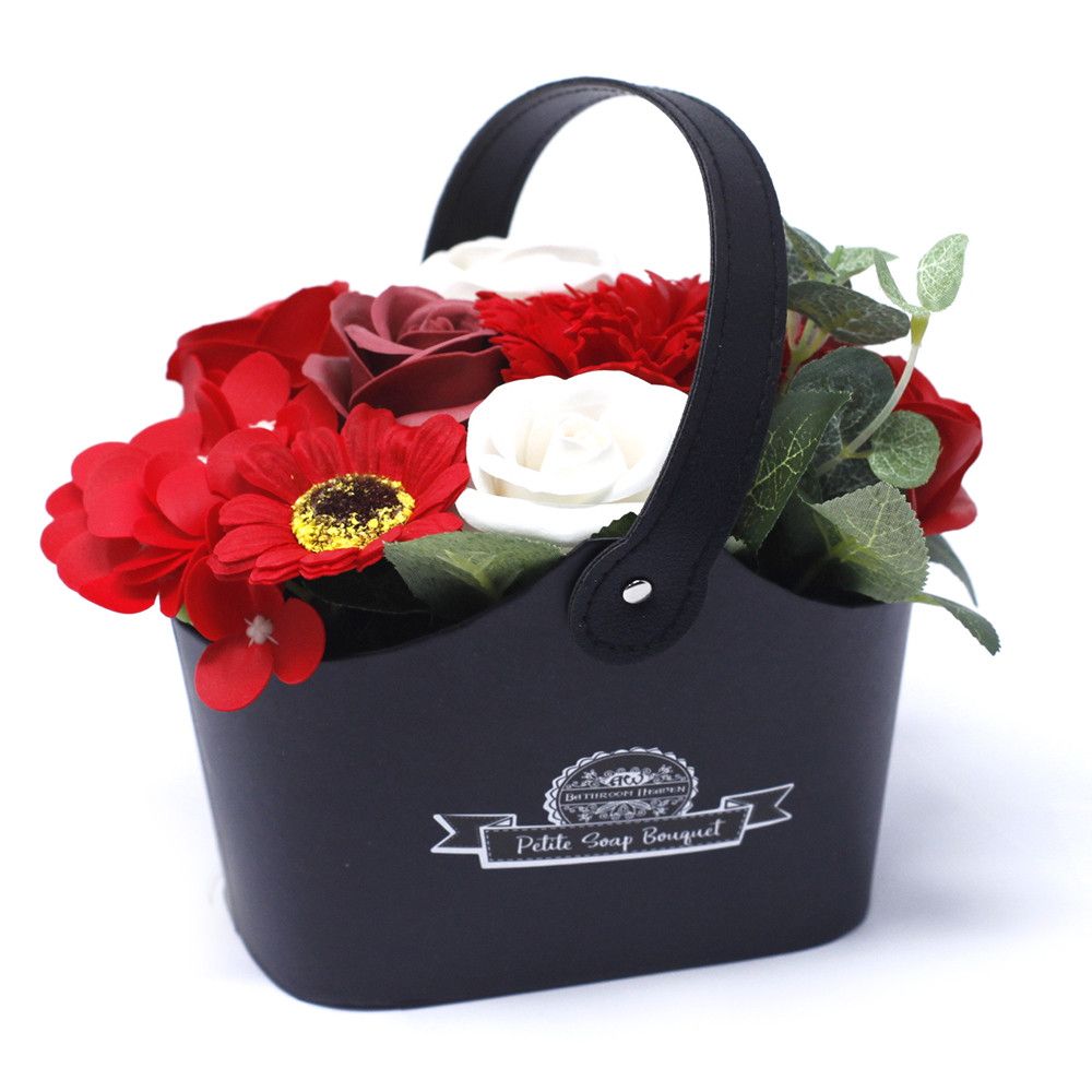 Petit bouquet en panier - Rouges profonds