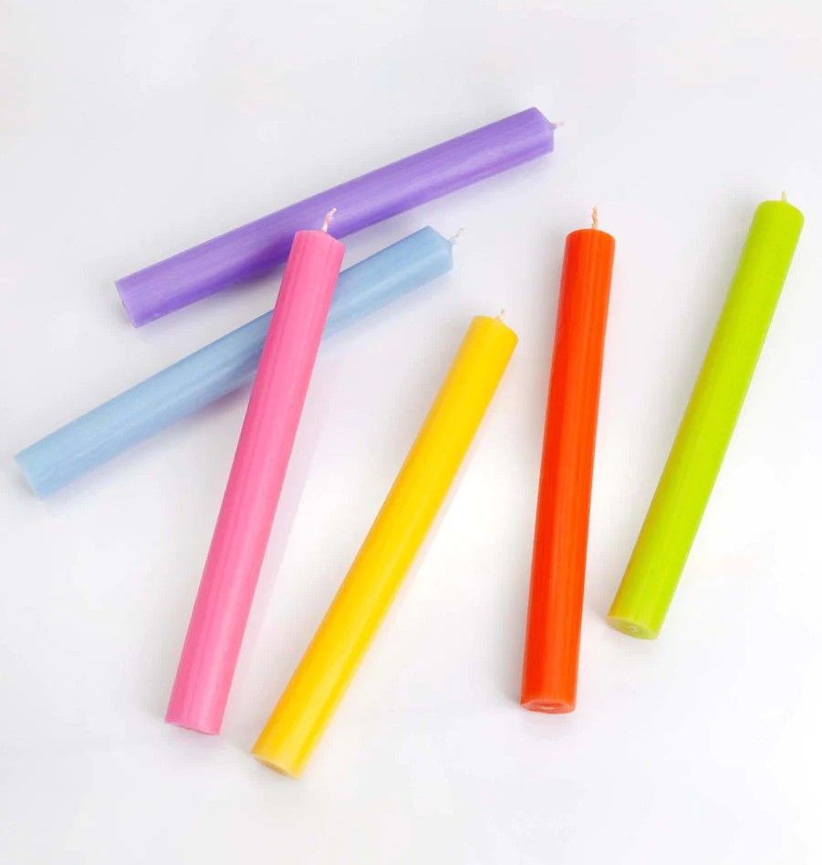 Bougies en vrac de couleur unie - Bleu aqua rustique - Lot de 10
