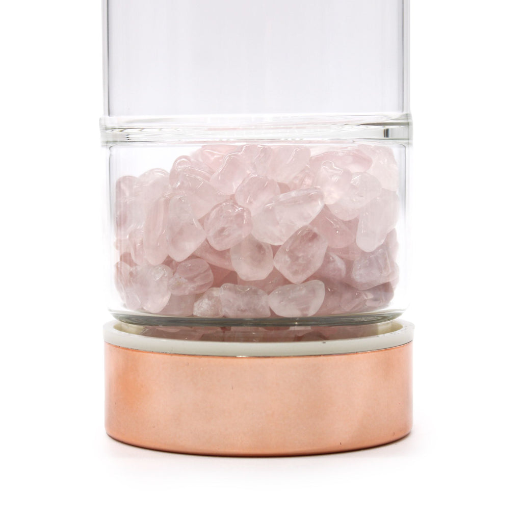 Bouteille de thé en verre - or rose - quartz rose
