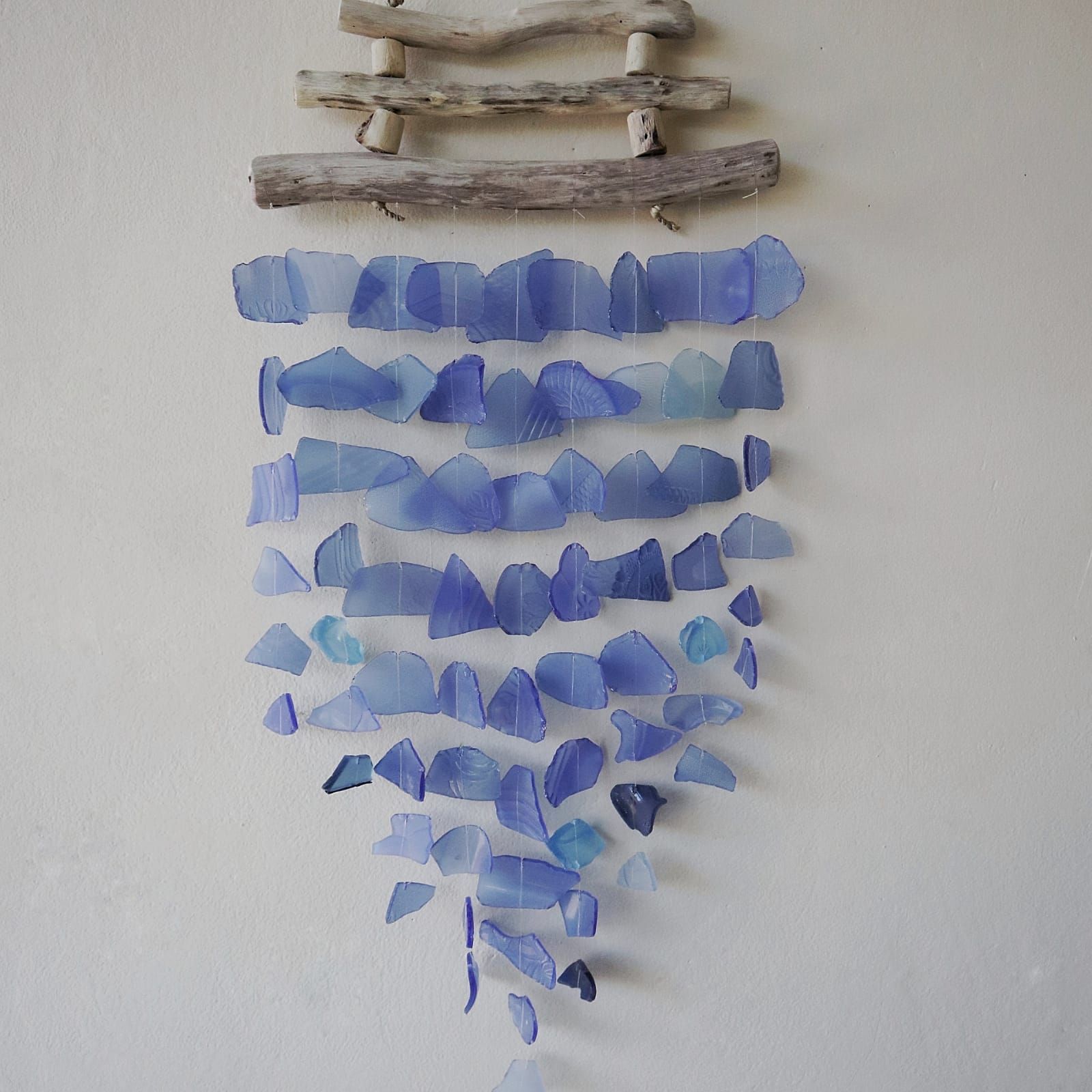 Carillon éolien en verre recyclé - Bleu