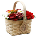 Bouquet en panier d'osier - grand rouge