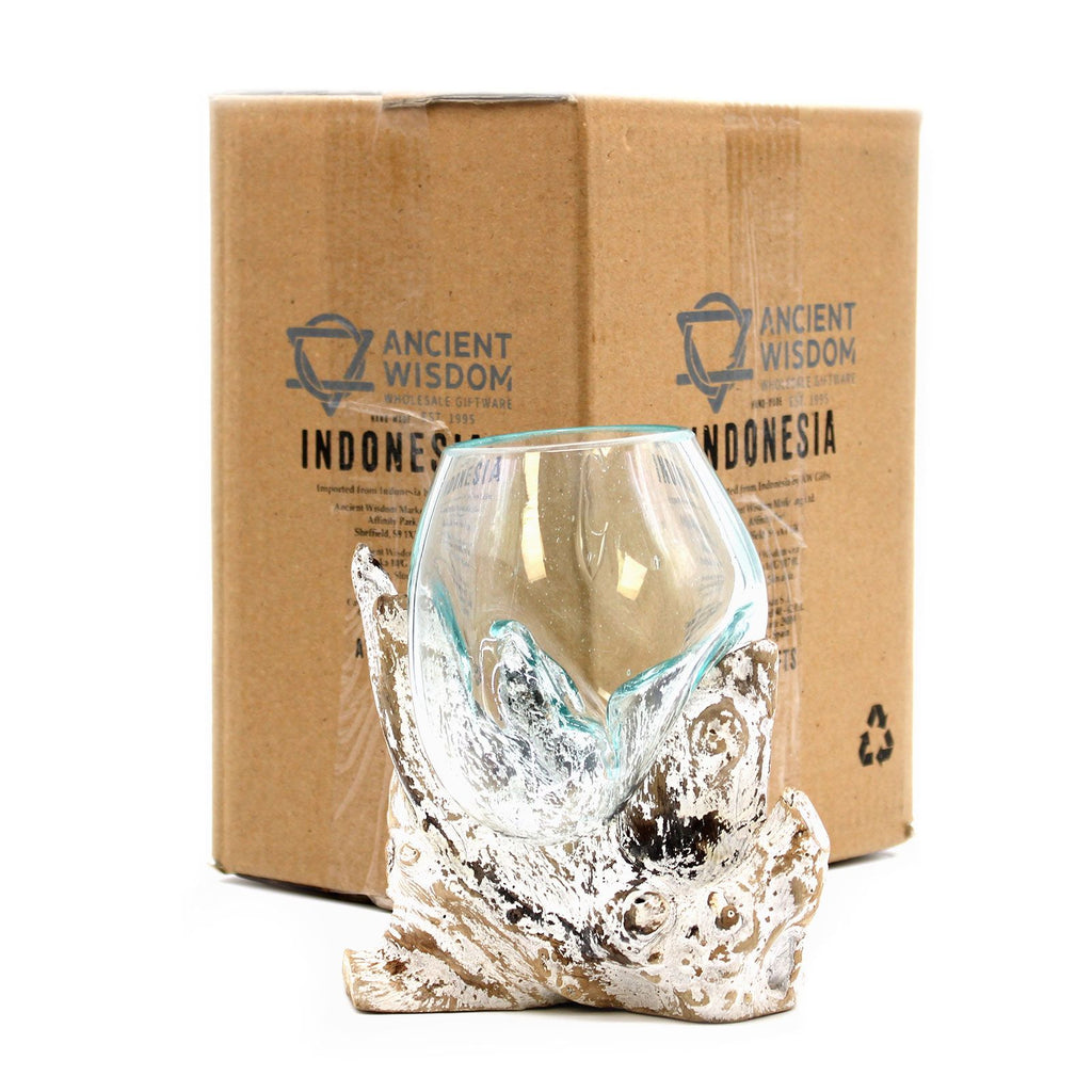 Bol moyen en verre fusionné sur bois blanchi