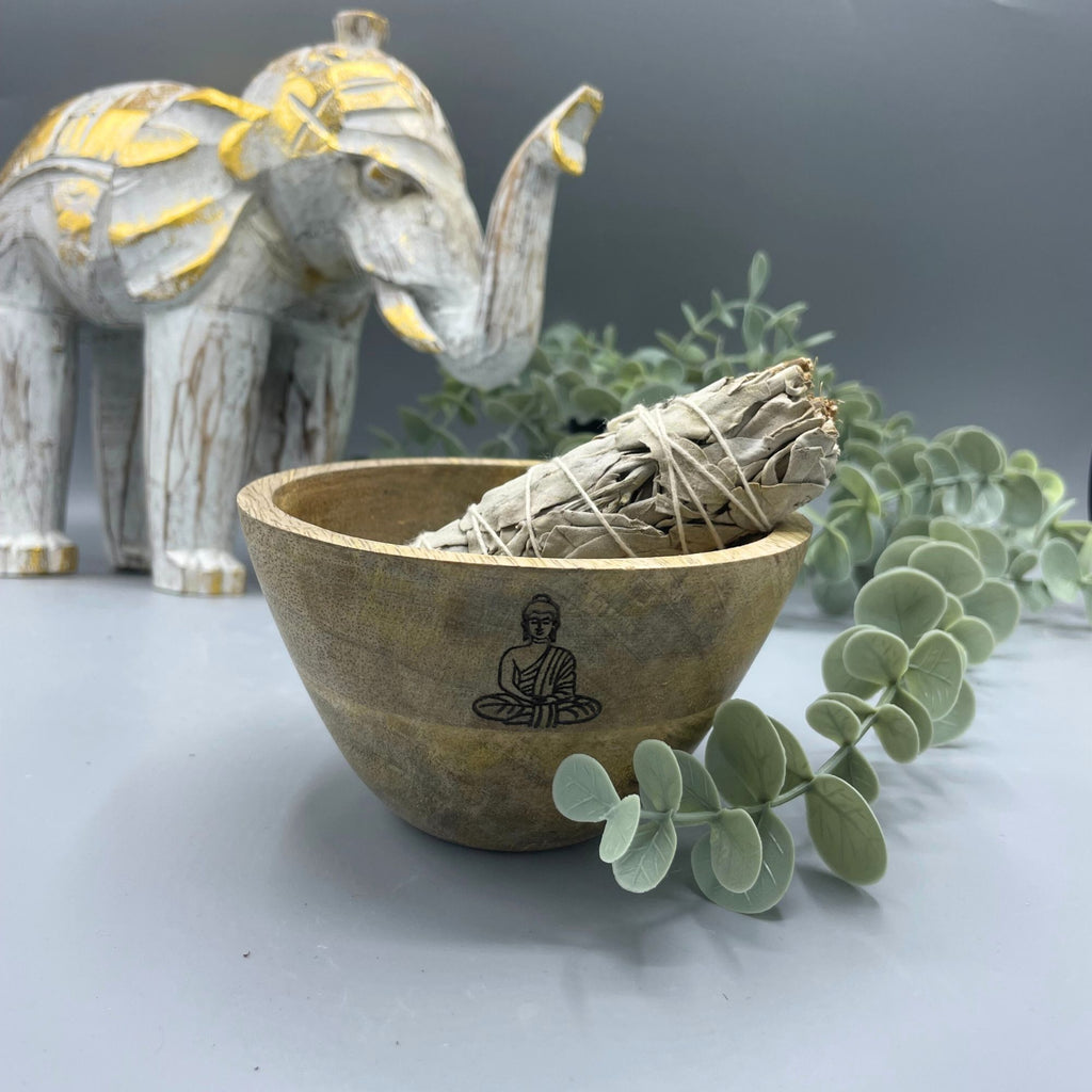 Bol en bois pour offrandes et rituels - Bouddha - 11 x 7 cm