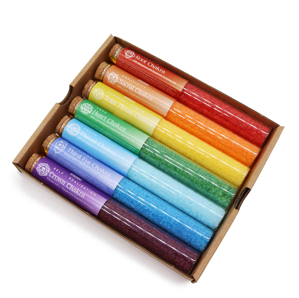 Sels de bain en flacons - Chakra - Coffret cadeau 7 jours