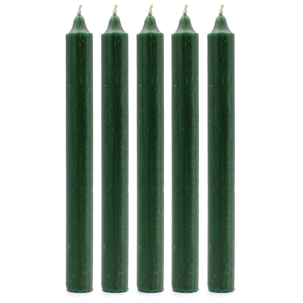 Bougies en vrac de couleur unie - Vert houx rustique - Lot de 10