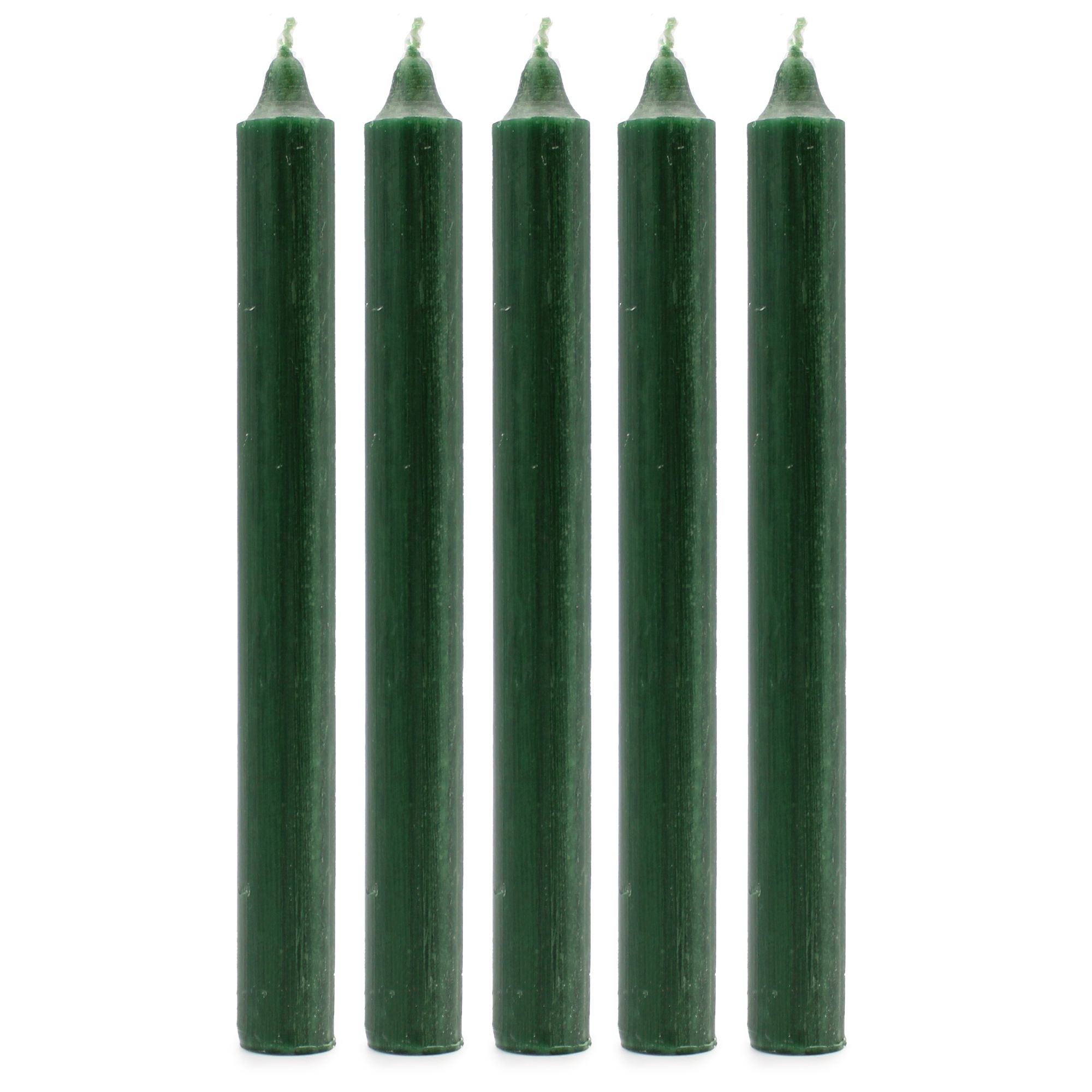 Bougies en vrac de couleur unie - Vert houx rustique - Lot de 10