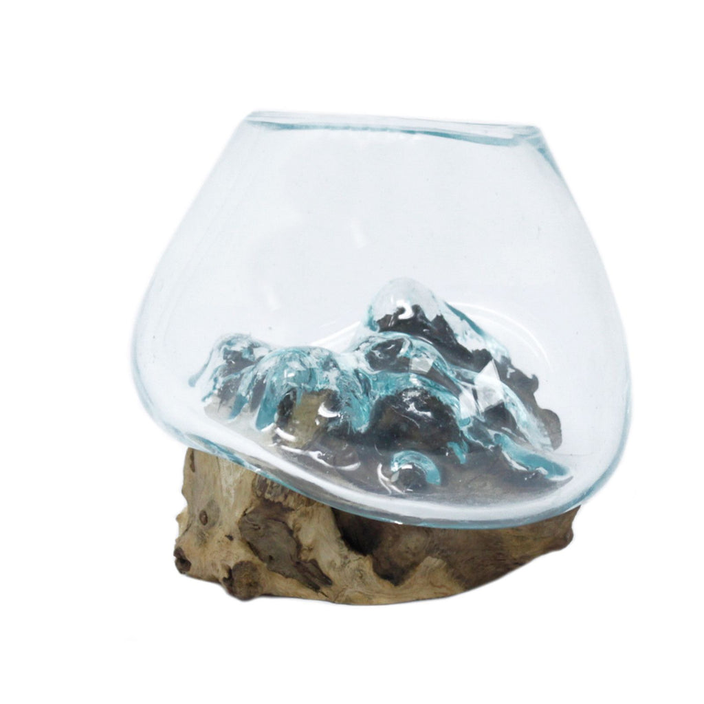 Bol en verre fusionné sur bois