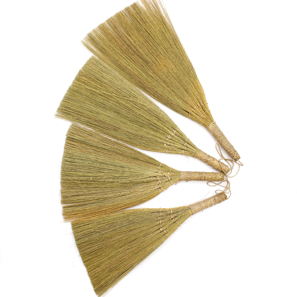 Lot de 4 balais éventails en herbe de la pampa - Tailles assorties naturelles