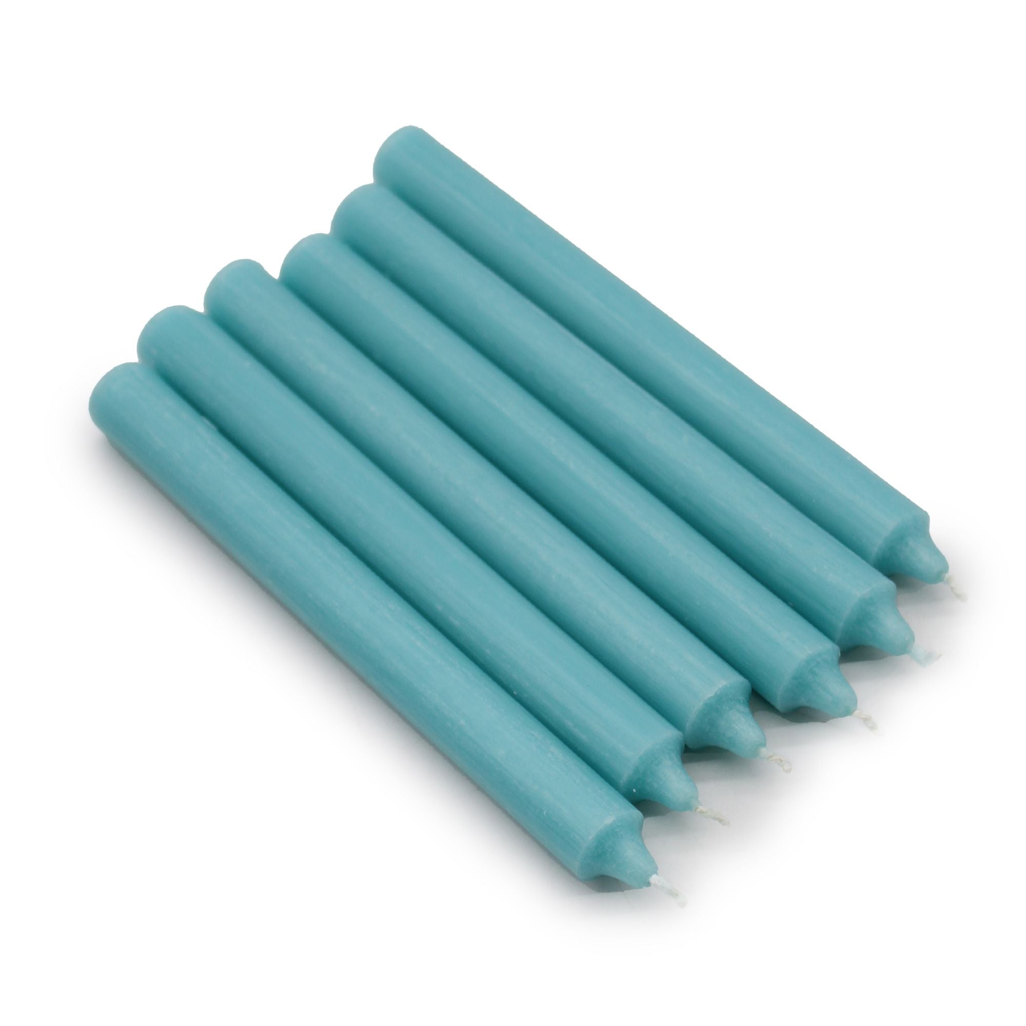 Bougies en vrac de couleur unie - Bleu aqua rustique - Lot de 10
