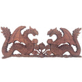 Panneau en bois sculpté - Deux dragons face à face - 40 x 15 cm