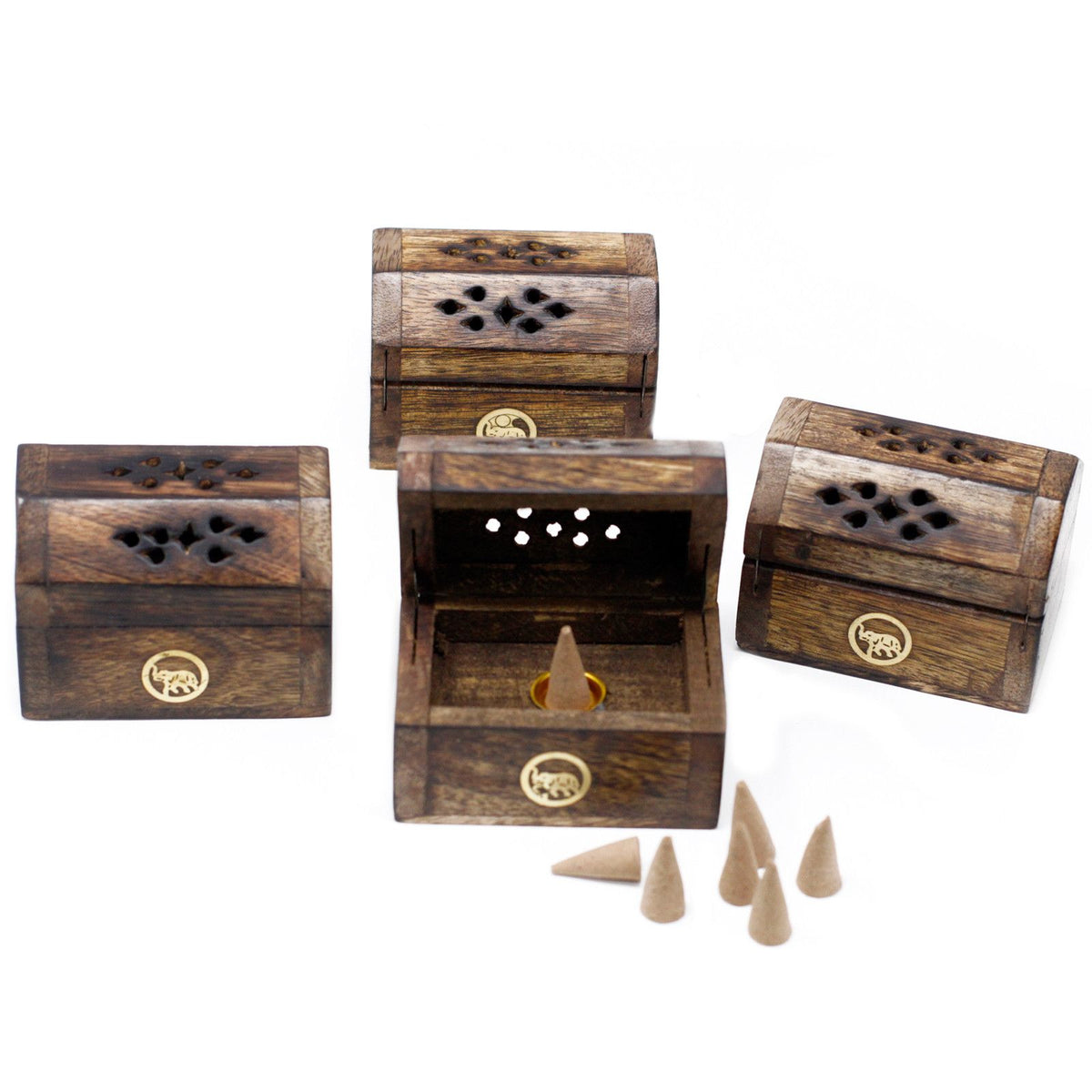 Mini boîte à encens en forme de cône - Bois de manguier