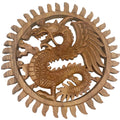 Panneau en bois sculpté - Dragon solaire ailé - 30 cm