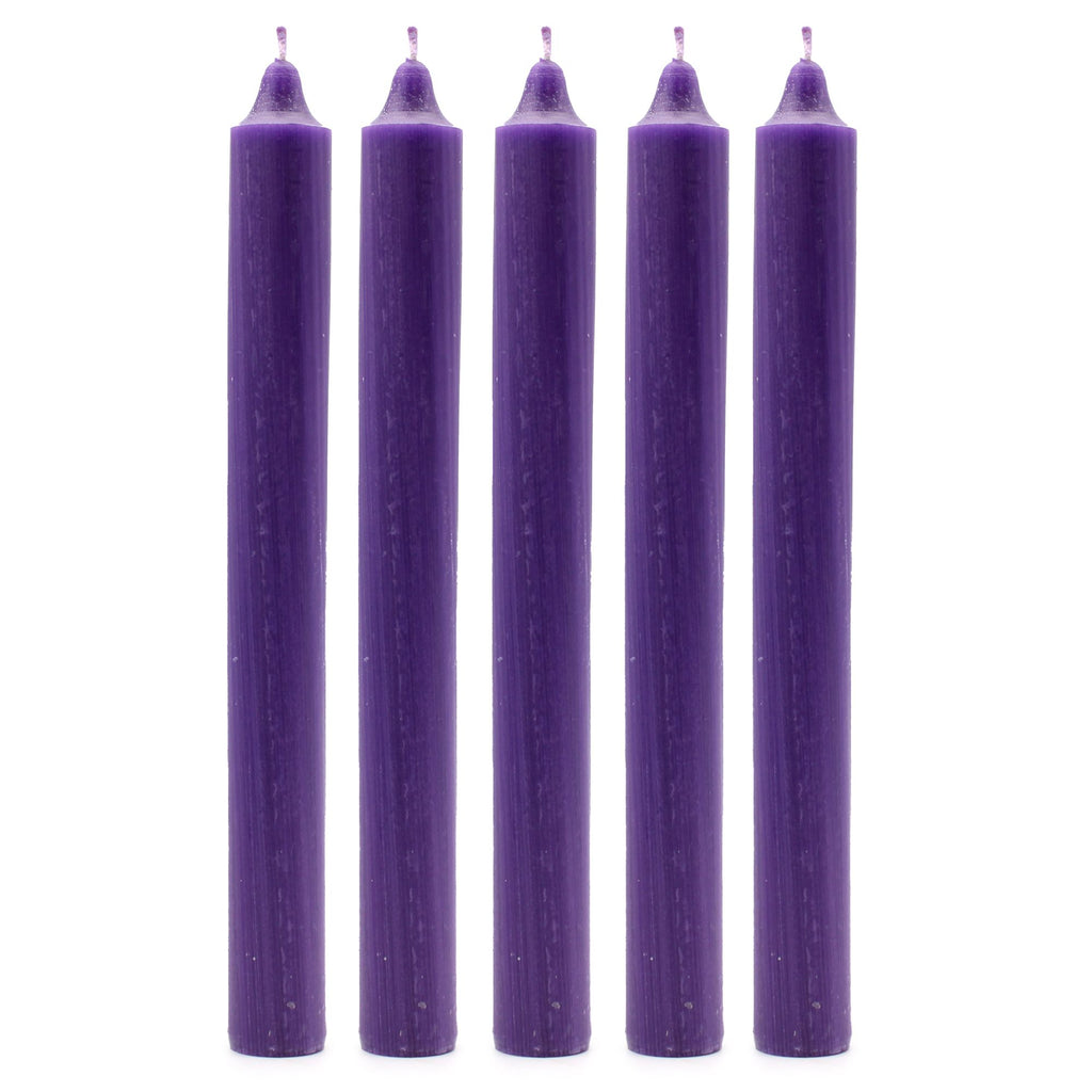 Bougies en vrac de couleur unie - Violet rustique - Lot de 10