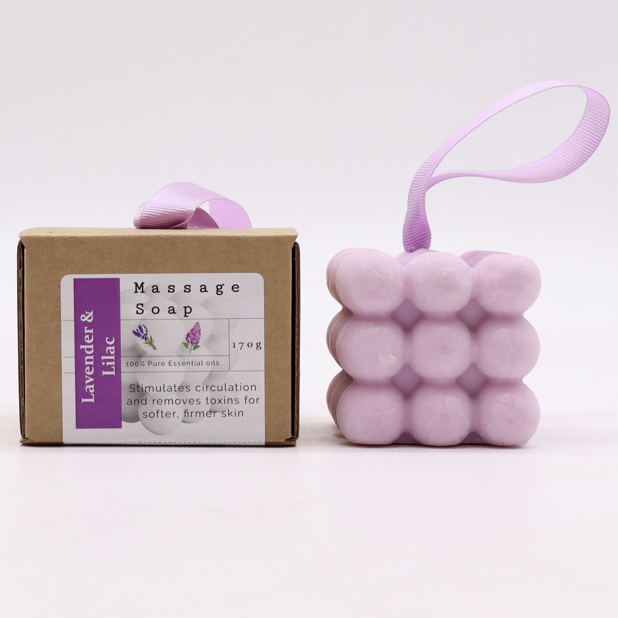 Savon de massage individuel en boîte - Lavande et lilas