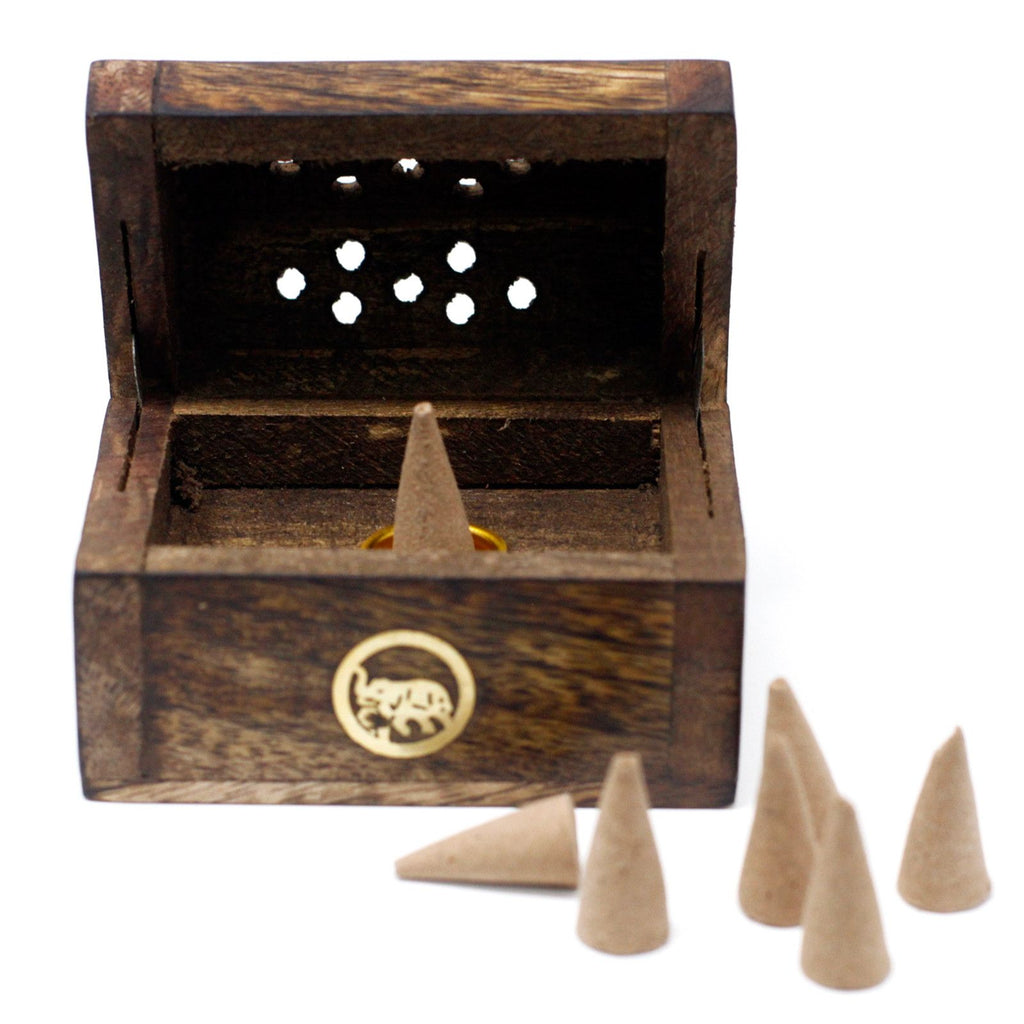Mini boîte à encens en forme de cône - Bois de manguier