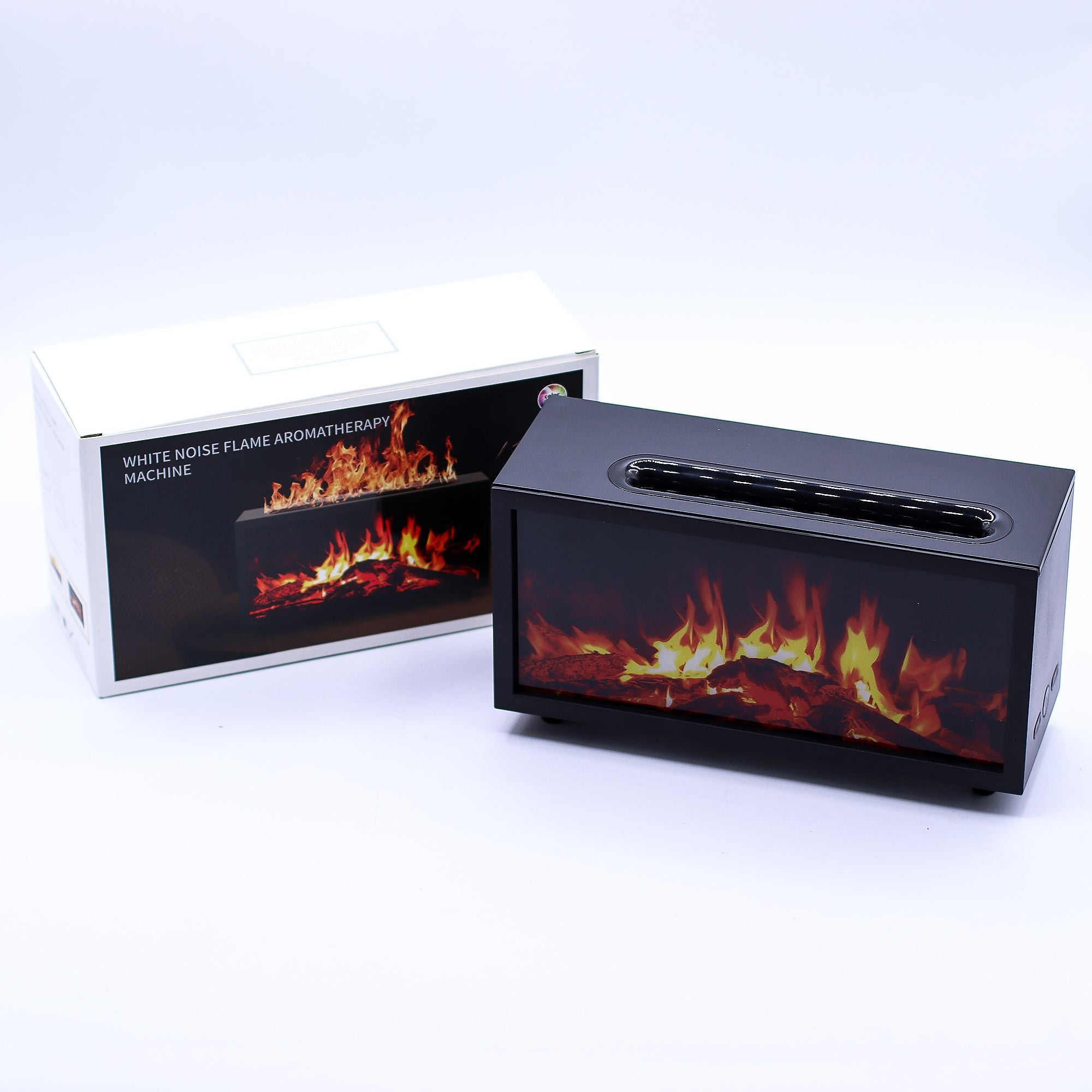 Diffuseur d'arômes avec effet flamme et chants d'oiseaux - USB noir - Couleurs changeantes