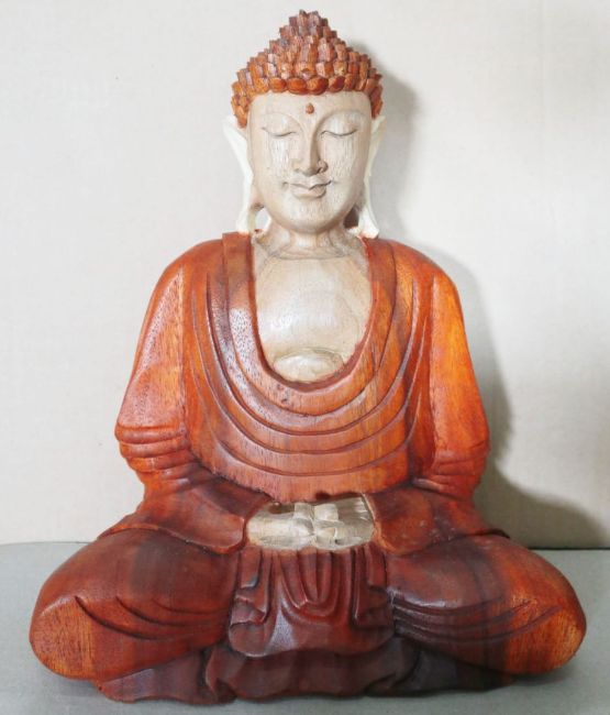 Statue de Bouddha sculptée à la main - 30 cm Mains en bas