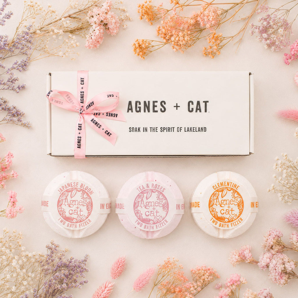 Coffret cadeau de galets de bain effervescents – Fleurs et agrumes – Agnes + Cat