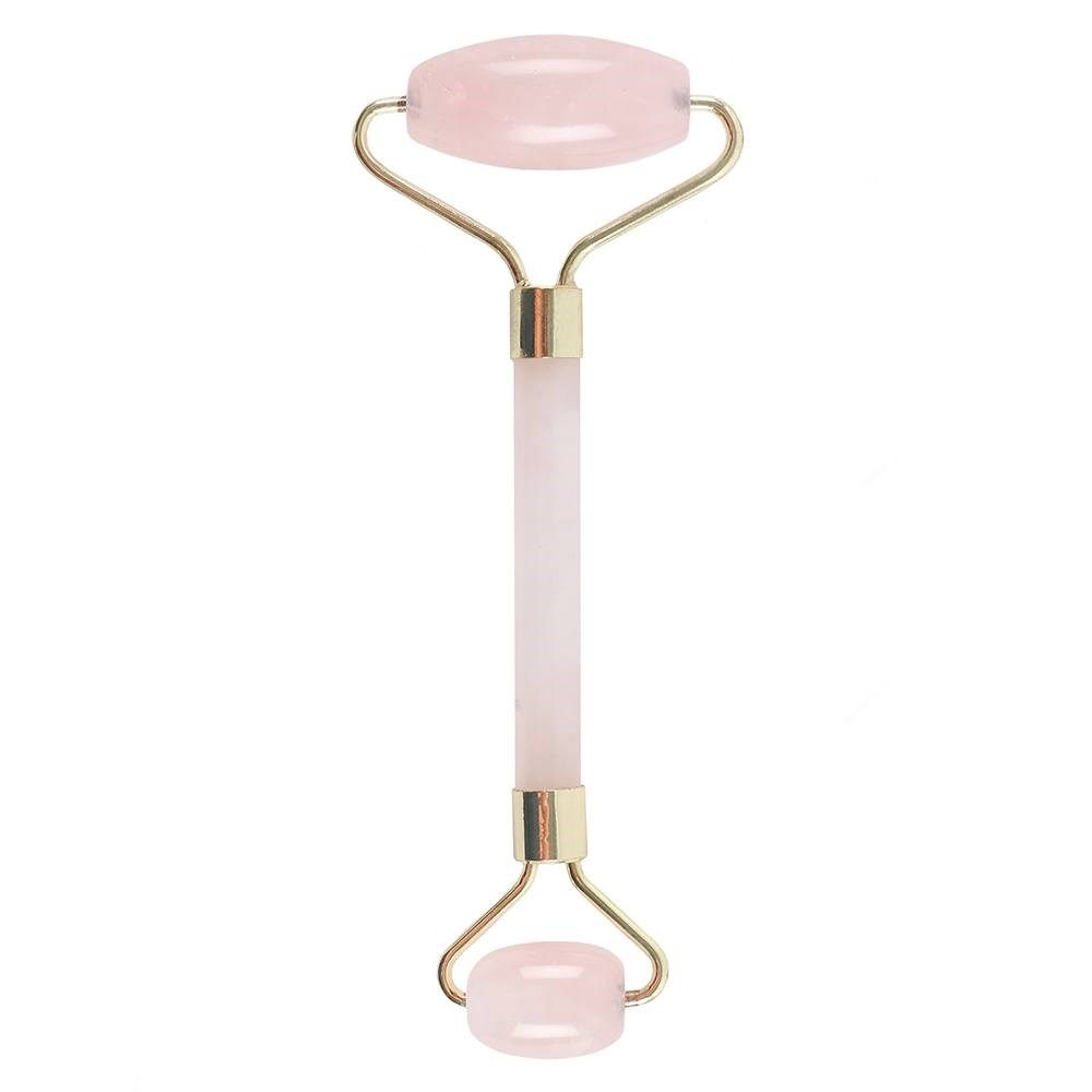 Rouleau de massage pour le visage en pierre précieuse - Quartz rose