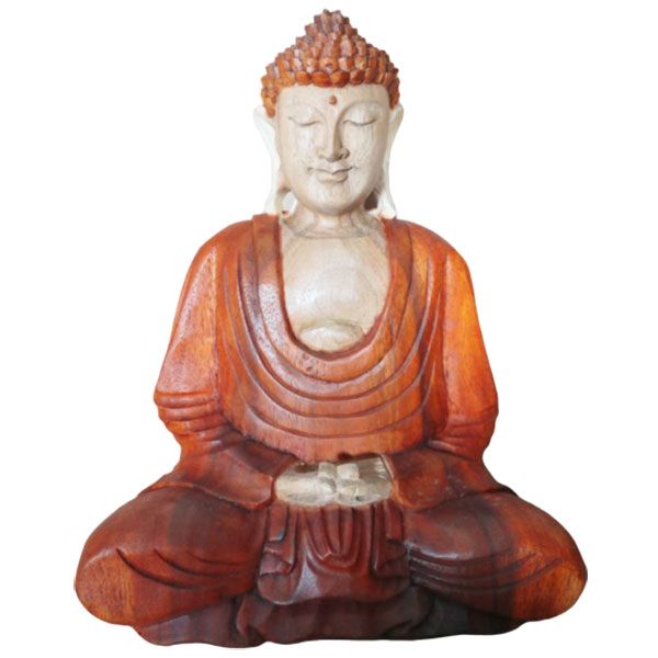 Statue de Bouddha sculptée à la main - 30 cm Mains en bas