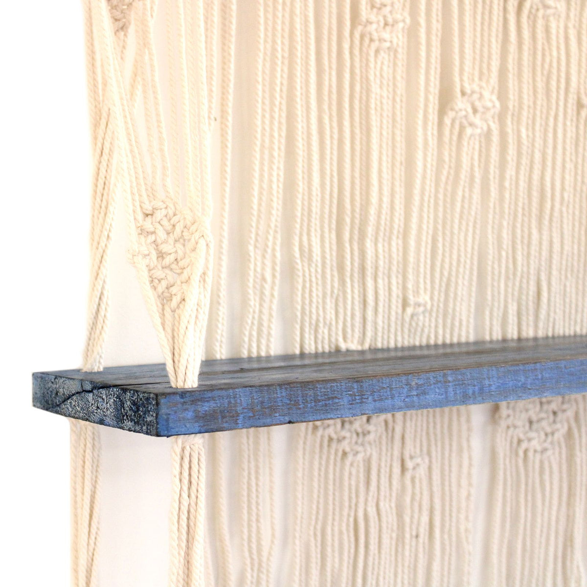 Étagères suspendues en macramé naturel - Bleues