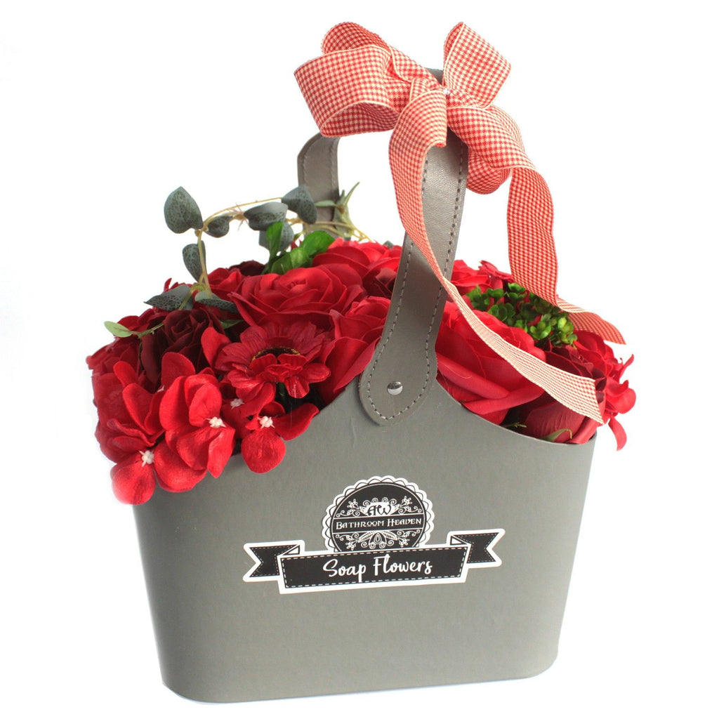Panier de bouquet de fleurs en savon - rouge