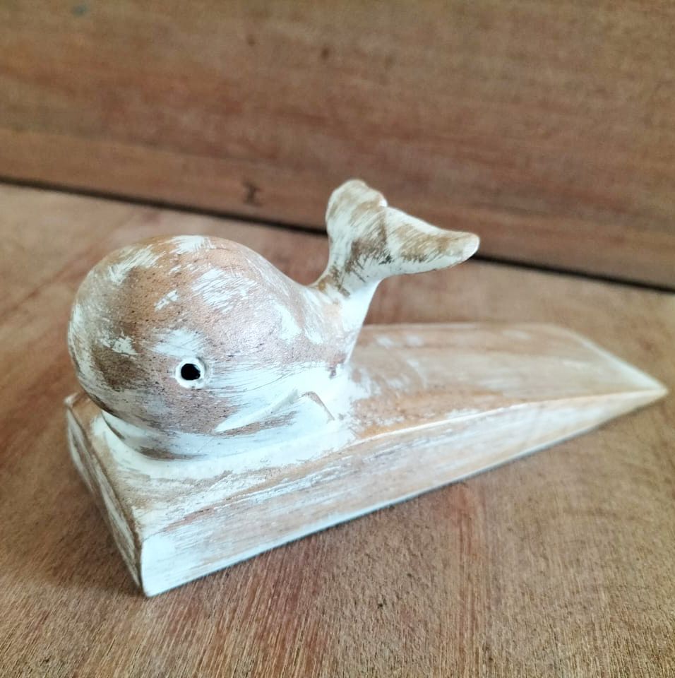Butée de porte sculptée à la main - Baleine