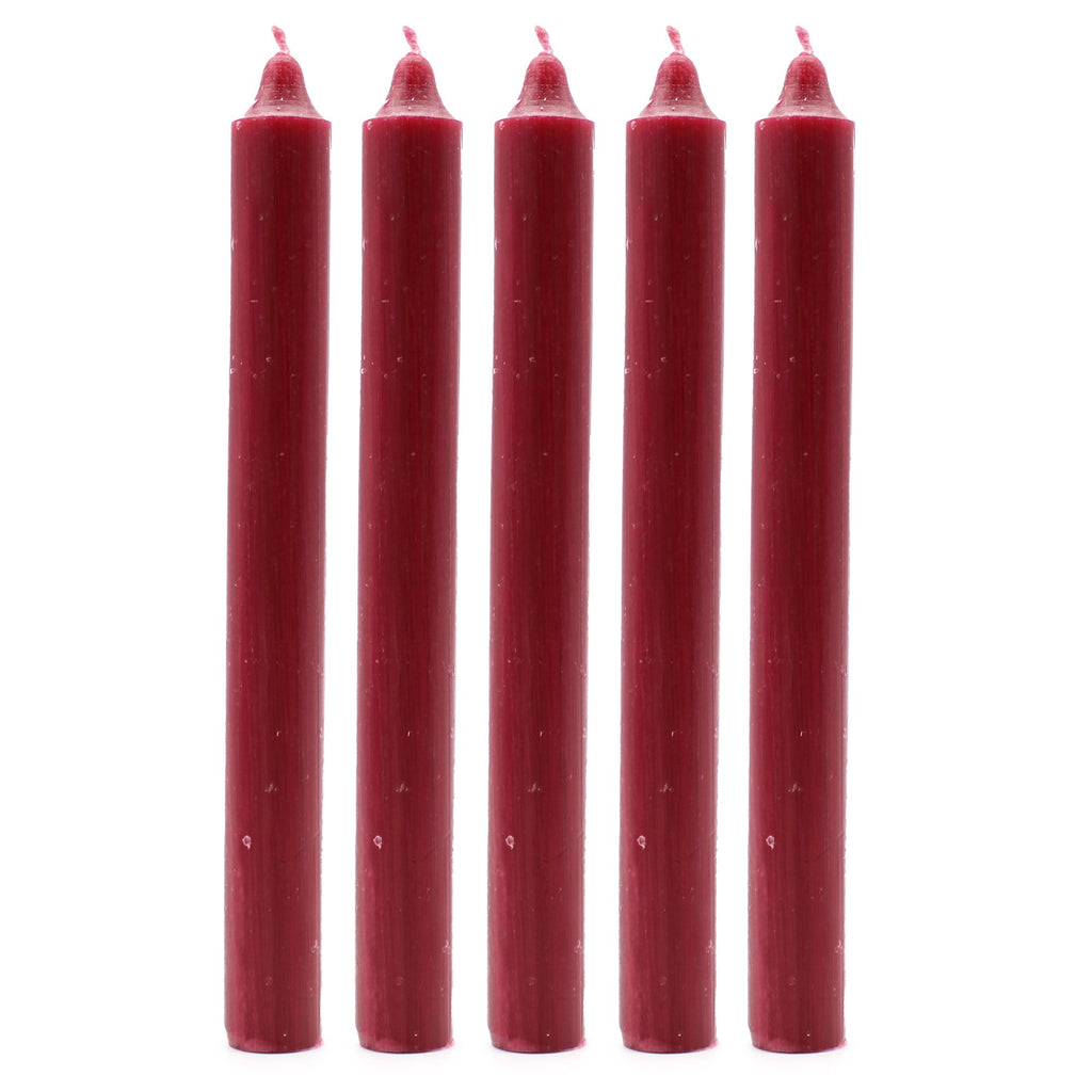 Bougies en vrac de couleur unie - Bordeaux rustique - Lot de 10