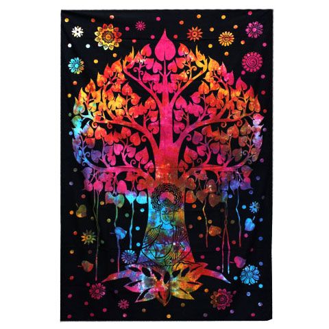 Couette double en coton + tapisserie - Arbre de la Bodhi