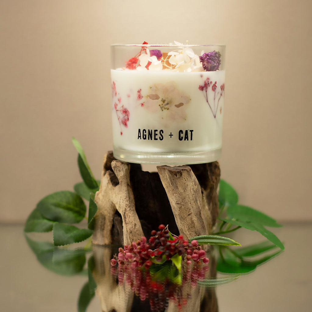 Bougie botanique en cire de soja – Roses de Sawrey – Agnes + Cat