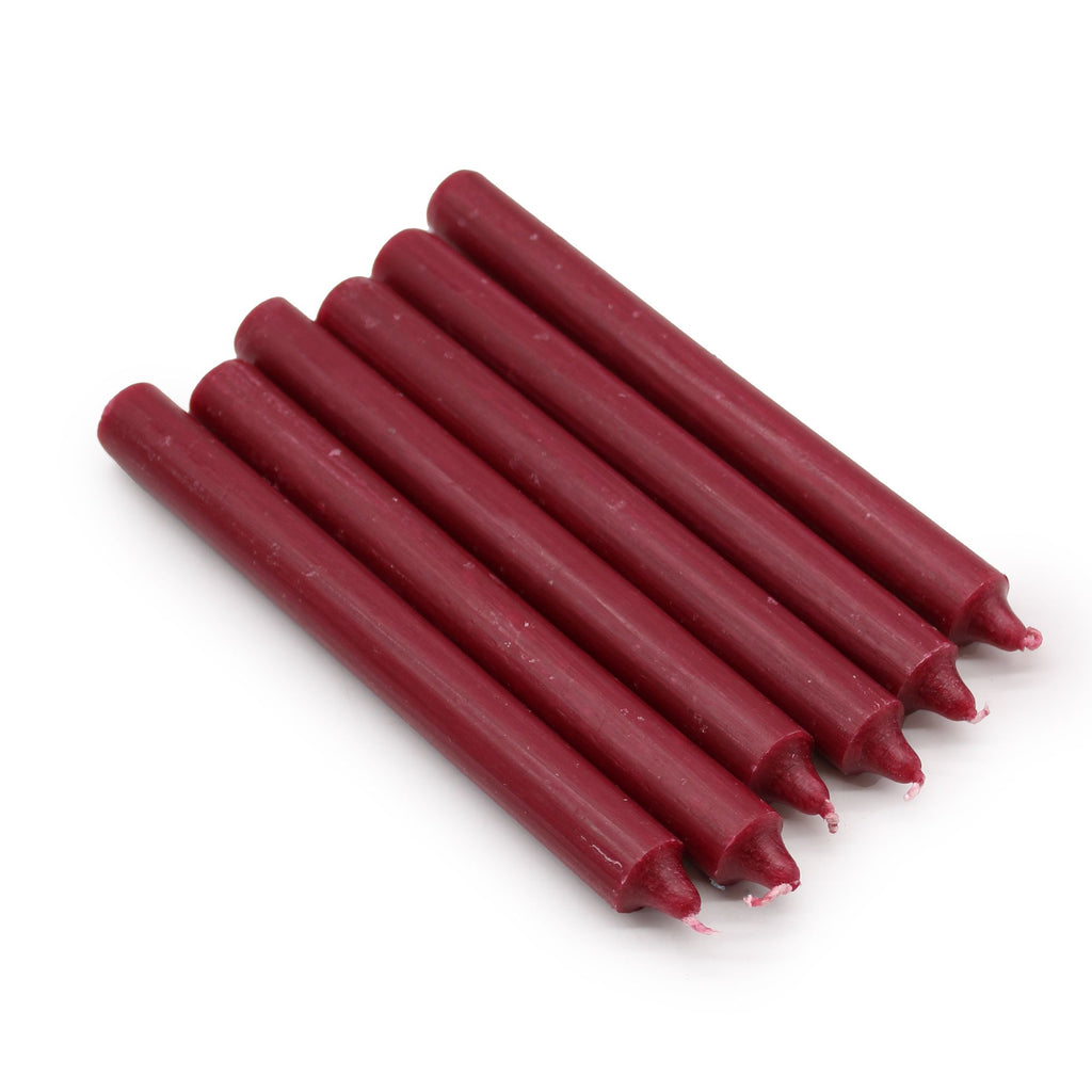 Bougies en vrac de couleur unie - Bordeaux rustique - Lot de 10