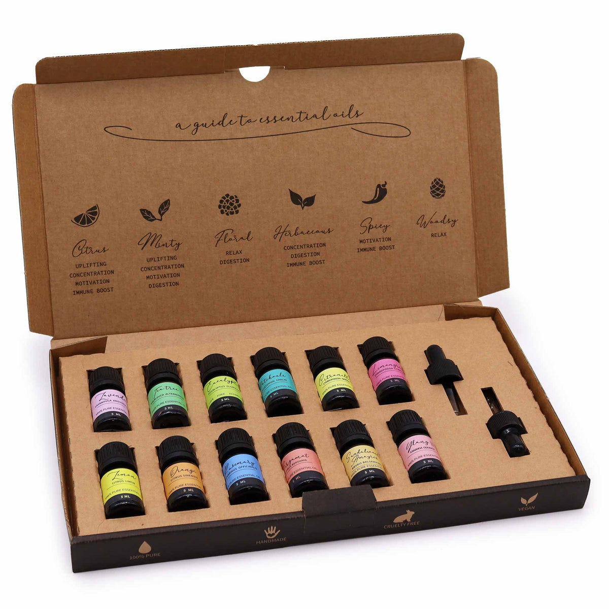 Coffret d'huiles essentielles d'aromathérapie - Les 12 meilleures