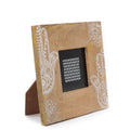 Petit cadre en bois de manguier (pour 10x10cm) 20x20x2cm - Hamsa blanc