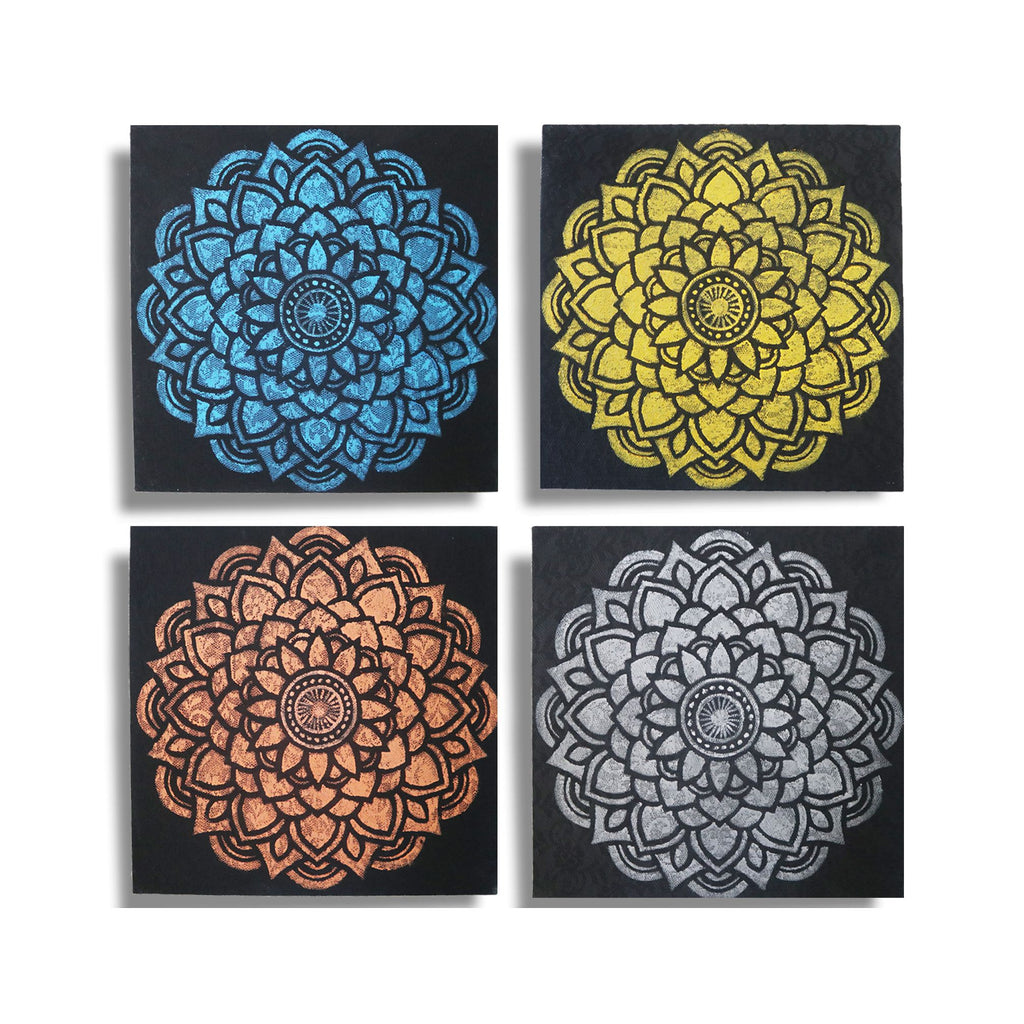 Ensemble de 4 détails de brocart mandala 30x30cm