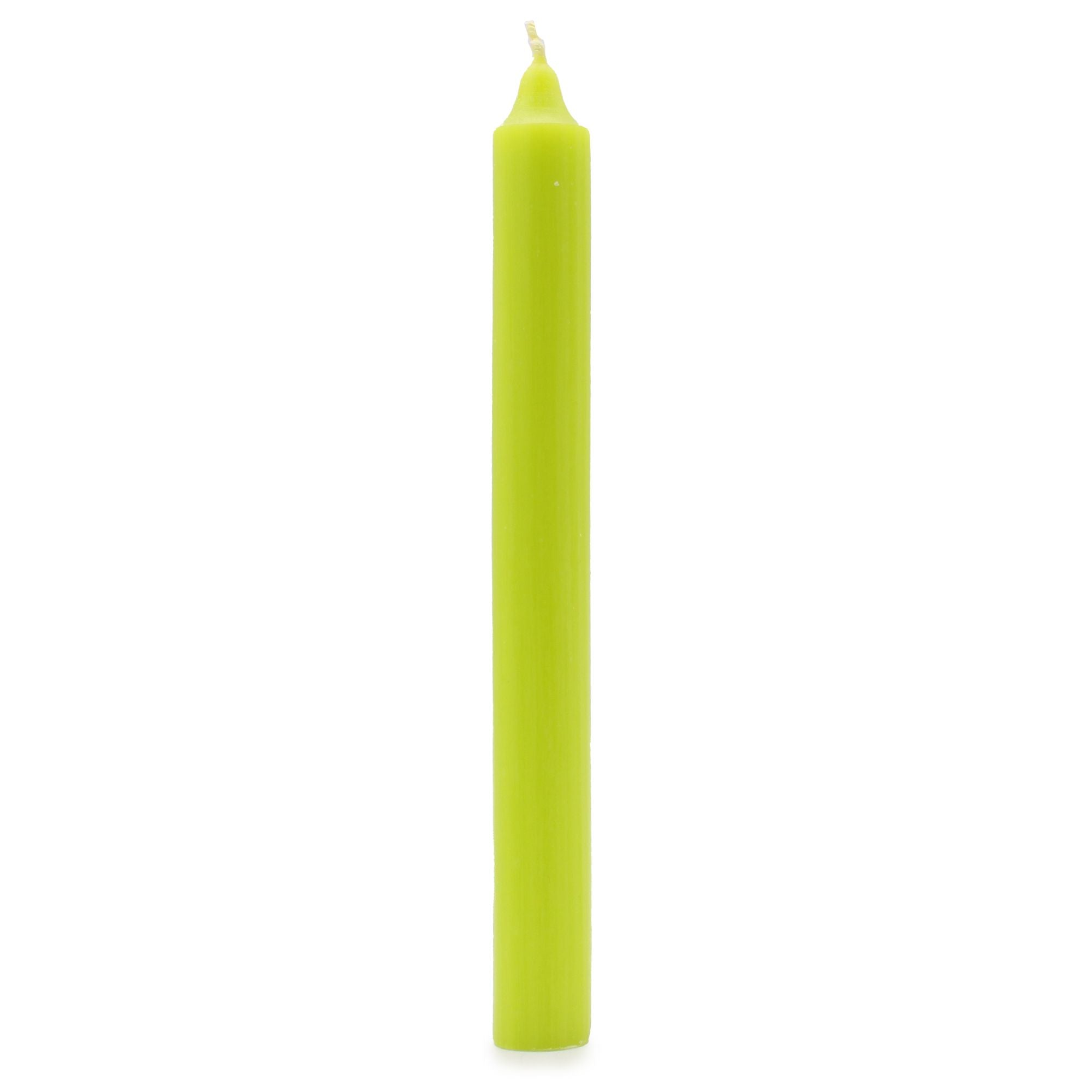 Bougies en vrac de couleur unie - Vert citron rustique - Lot de 10