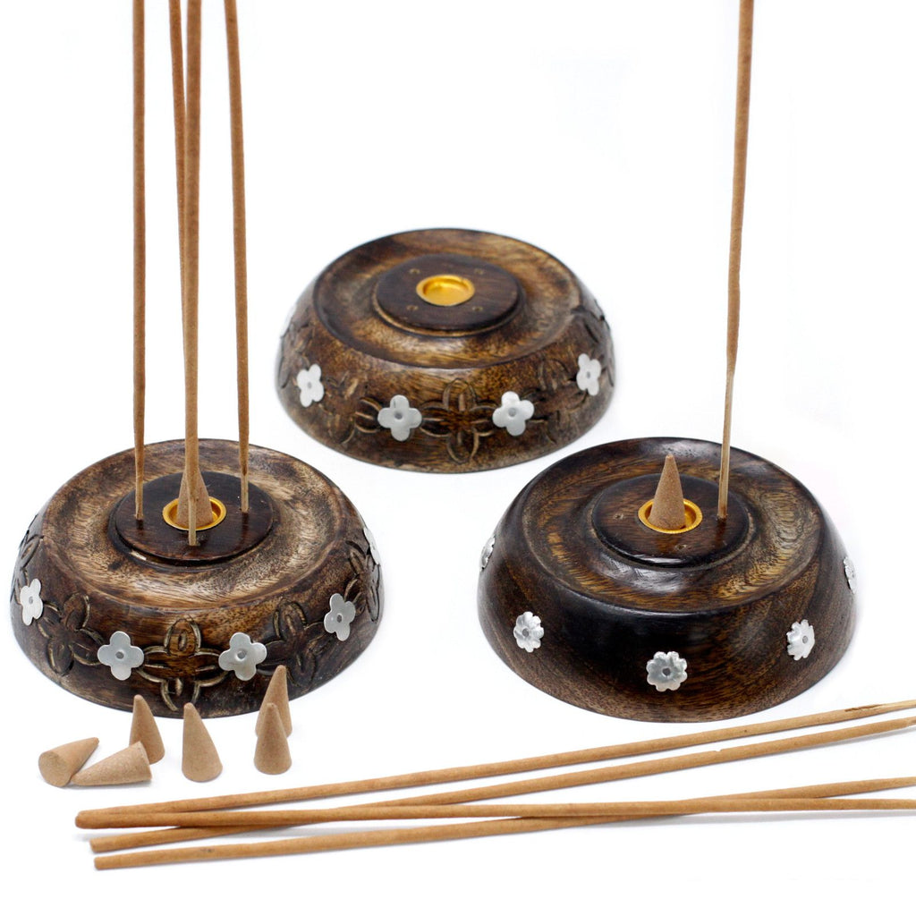 Brûleur à cône et à bâtonnets - Modèle assorti - Bois de manguier