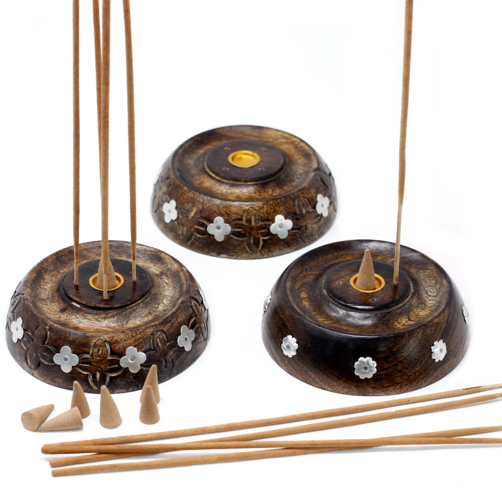Brûleur à cône et à bâtonnets - Modèle assorti - Bois de manguier