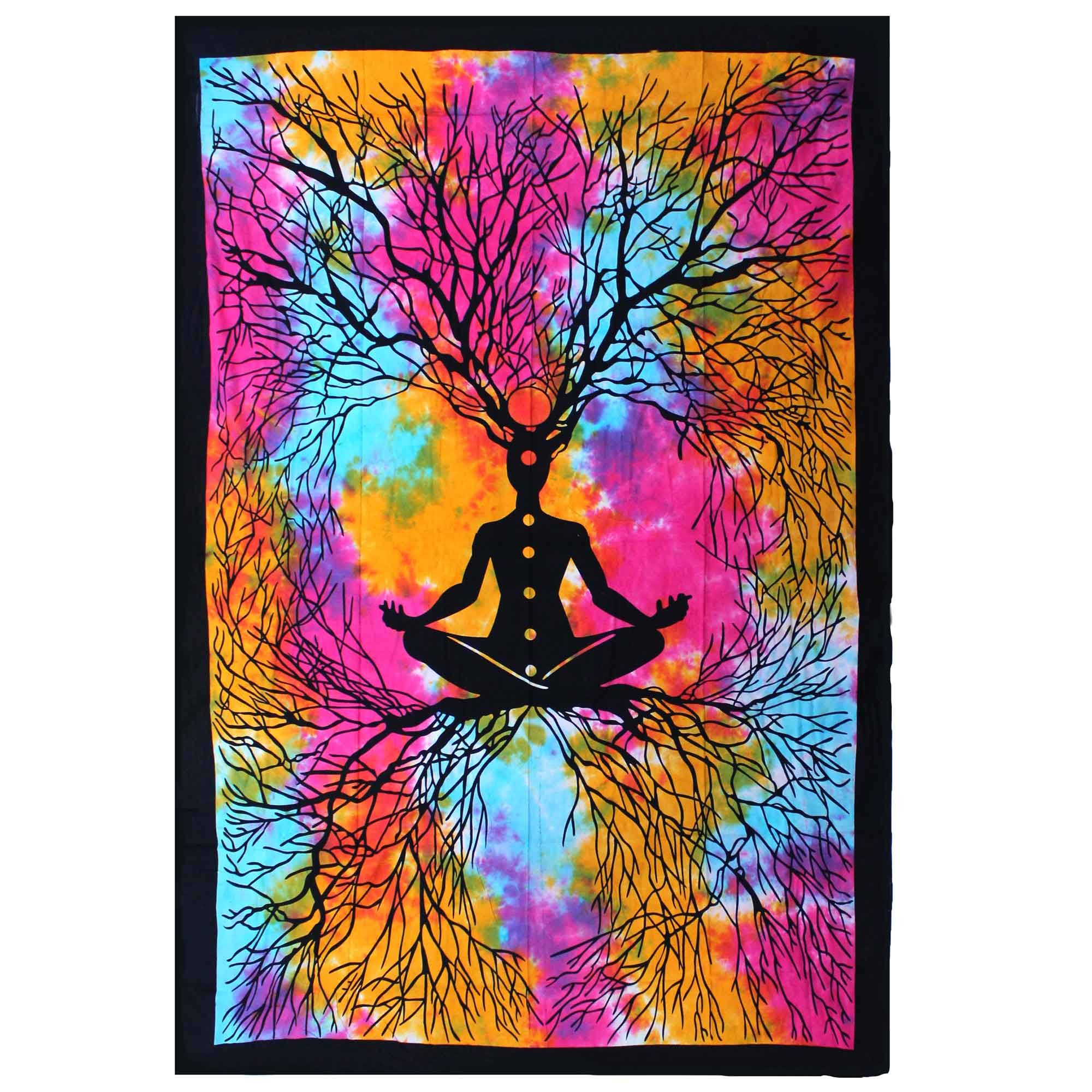 Couette en coton simple + tenture murale - Arbre de yoga