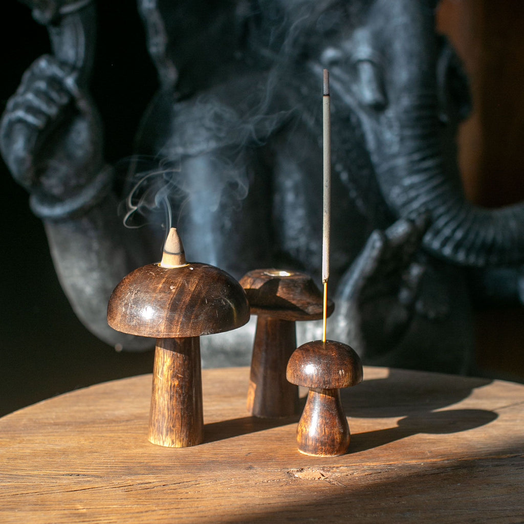 Lot de 3 mini champignons à encens (8 cm 7 cm 6,5 cm)