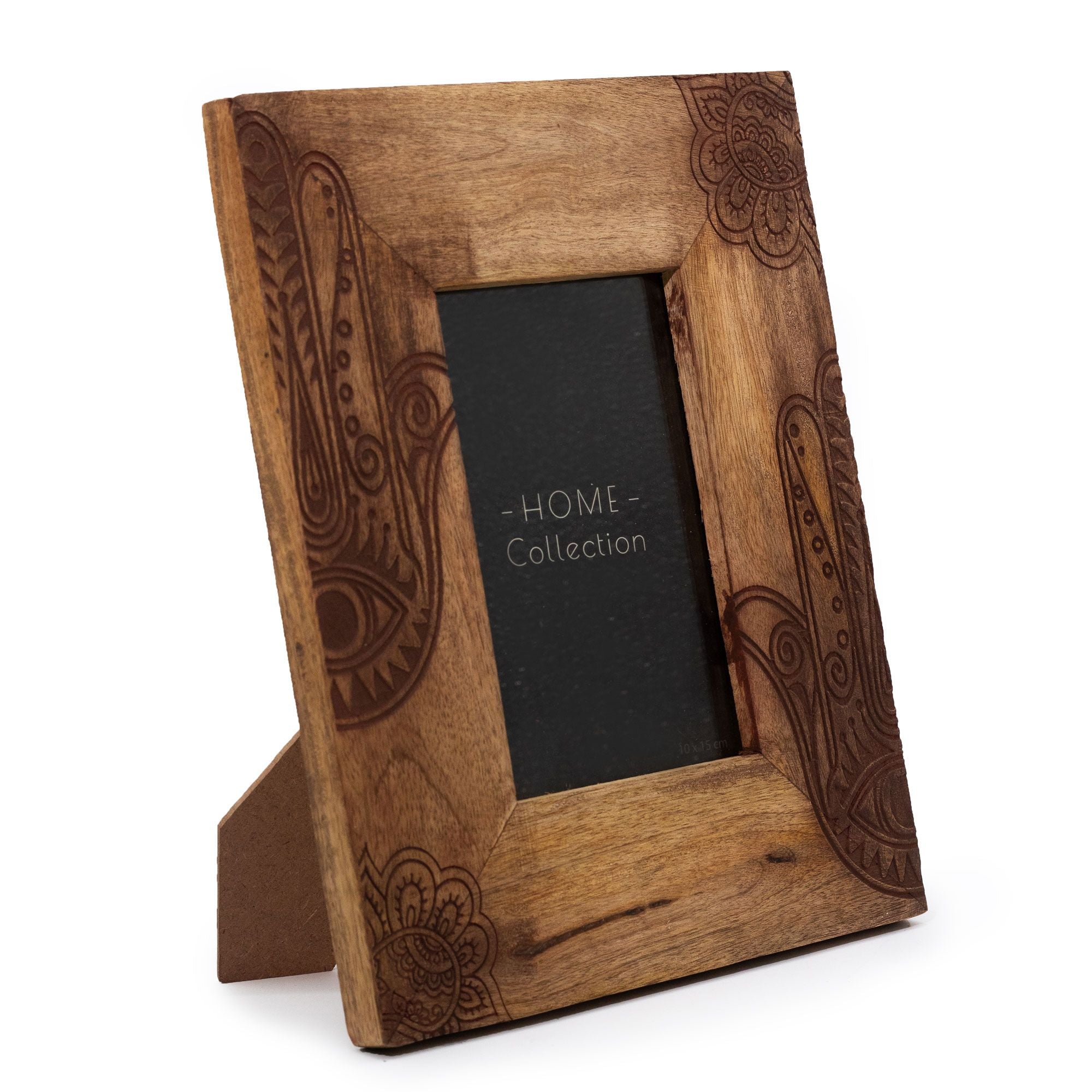 Cadre en bois de manguier (pour 10x15cm) 26x20x2cm - Hamsa noir
