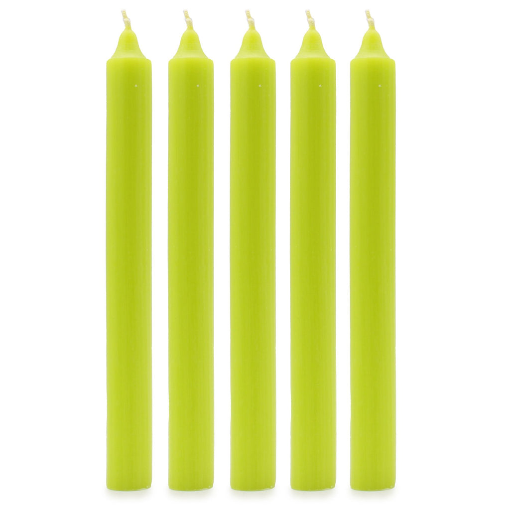 Bougies en vrac de couleur unie - Vert citron rustique - Lot de 10