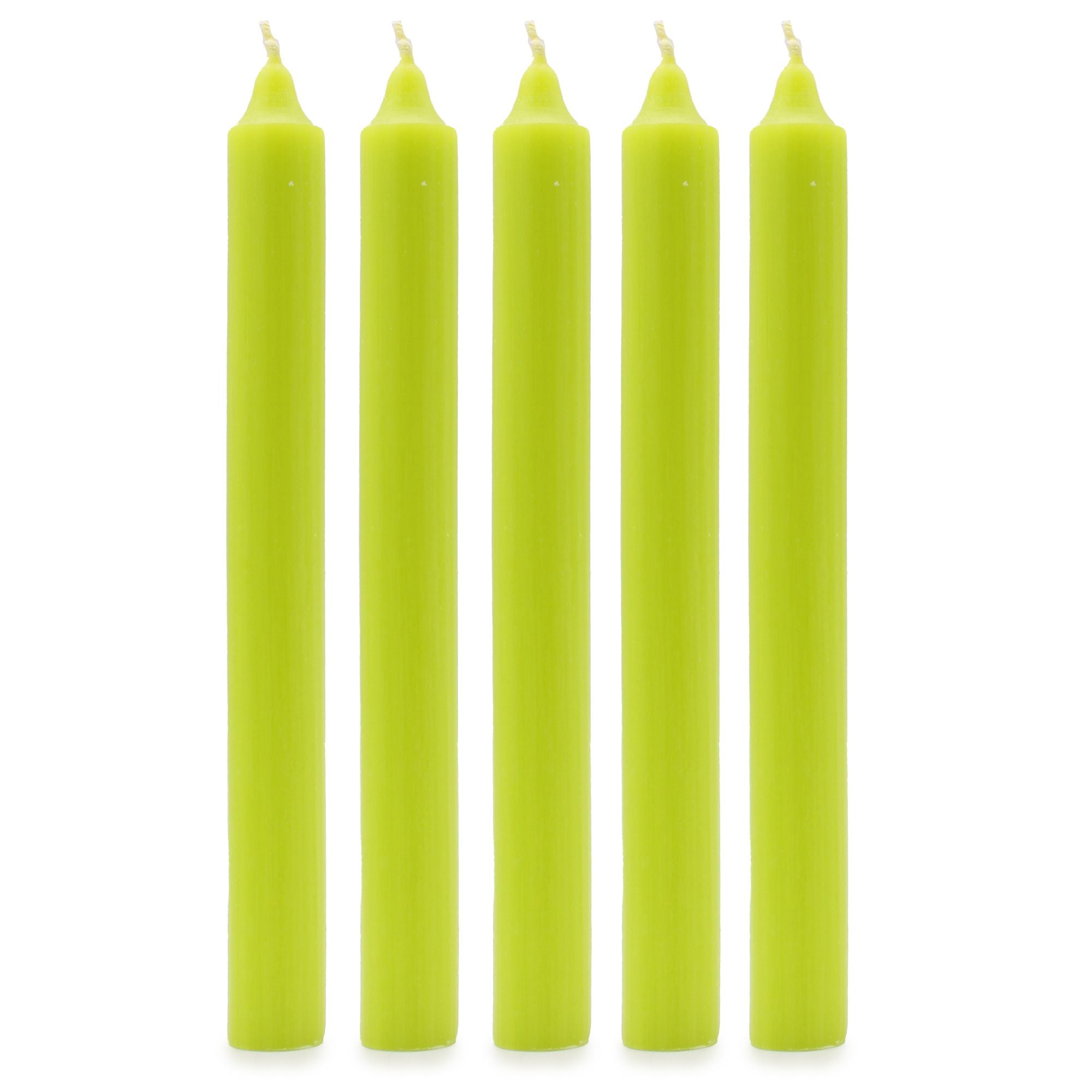 Bougies en vrac de couleur unie - Vert citron rustique - Lot de 10